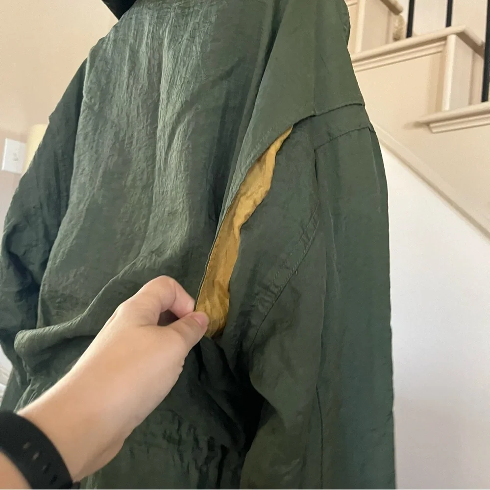 Eddie Bauer Utility Jacket Women's M Olive Green Hoodie WeatherEdge Coat Vintage